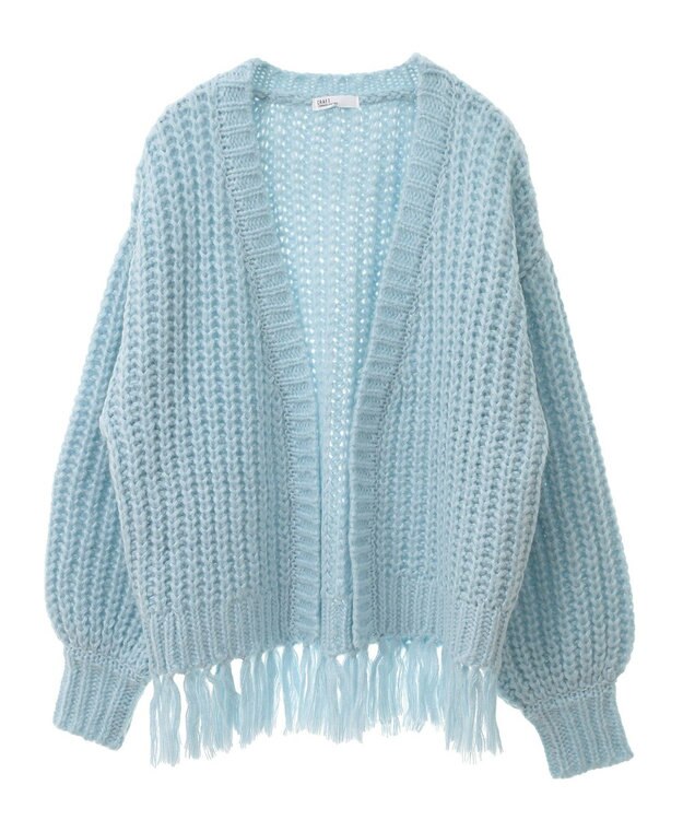 CRAFT STANDARD BOUTIQUE 洗える/フリンジニットカーディガン Sax