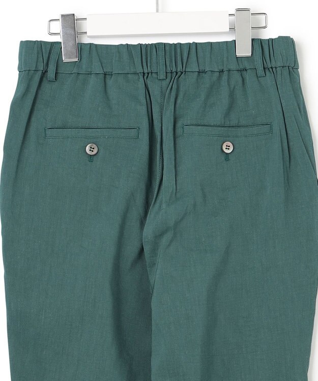 23区 【洗える】リネンレーヨンストレッチ テーパード パンツ ピーコックグリーン系