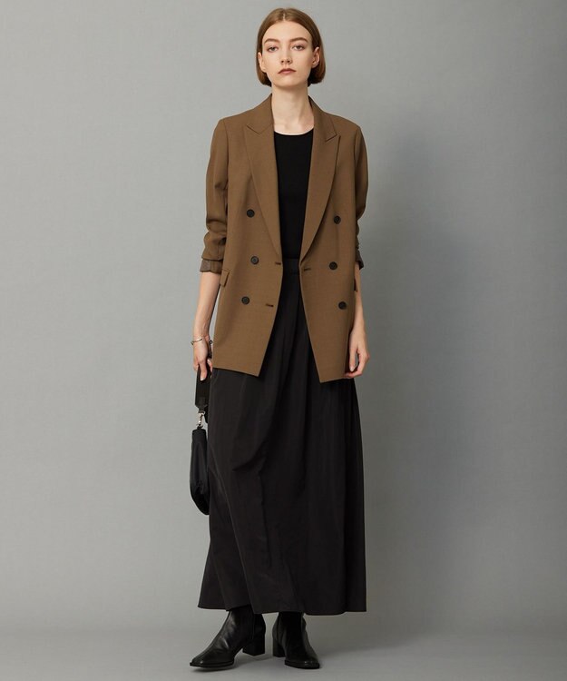 ICB 【洗える】ウール2WAYストレッチ ダブルブレストジャケット モカ系