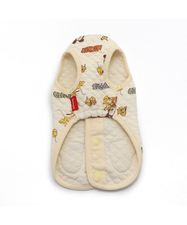 PET PARADISE ディズニー ミッキー&プルート 背中開き キルトベスト 小型犬 ベージュ