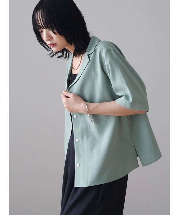 Green Parks 接触冷感　開襟シャツ Green