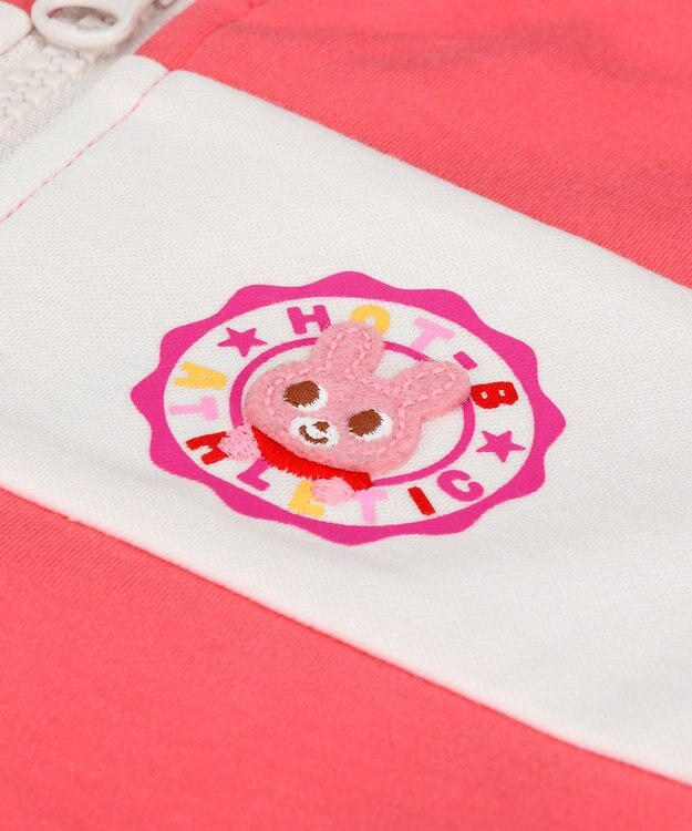 MIKI HOUSE HOT BISCUITS 【70-80cm】 〈ジャージ素材〉スポーティカバーオール ピンク