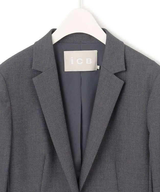 ICB 【セットアップ対応】ウールストレッチ テーラードジャケット チャコール系