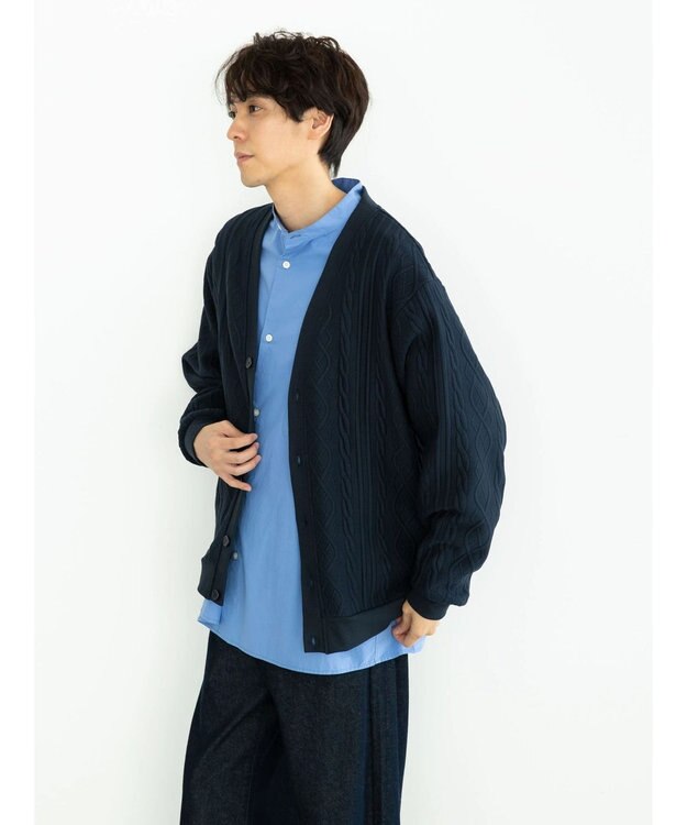 CRAFT STANDARD BOUTIQUE ケーブル柄カットカーディガン1 Navy