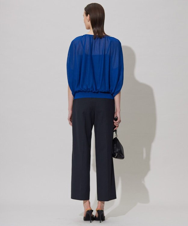 ICB L 【洗える】アセテートペーパーハイゲージ プルオーバーニット アゲートブルー系