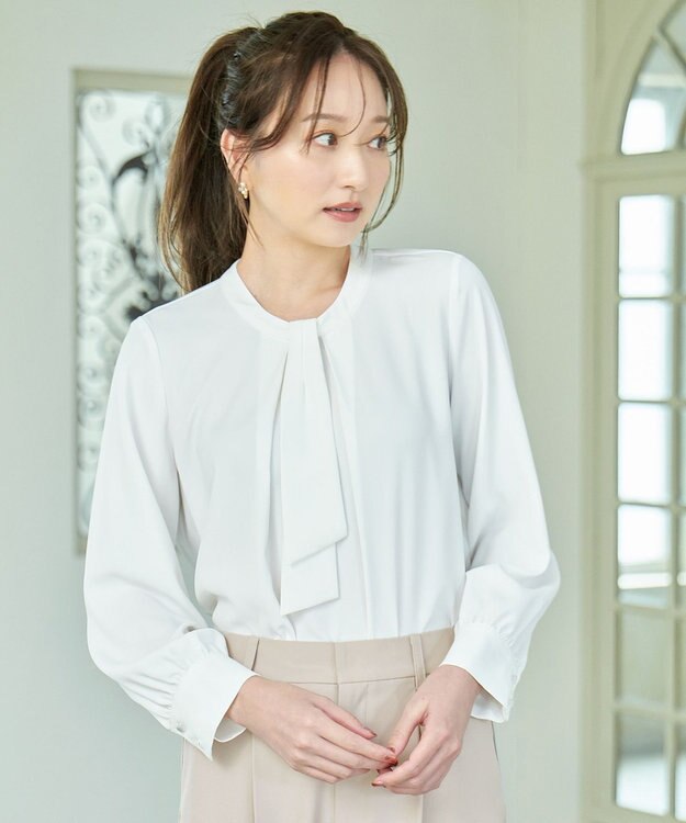 ANY L 【洗濯機可/2WAY】ボウタイブラウス オフ