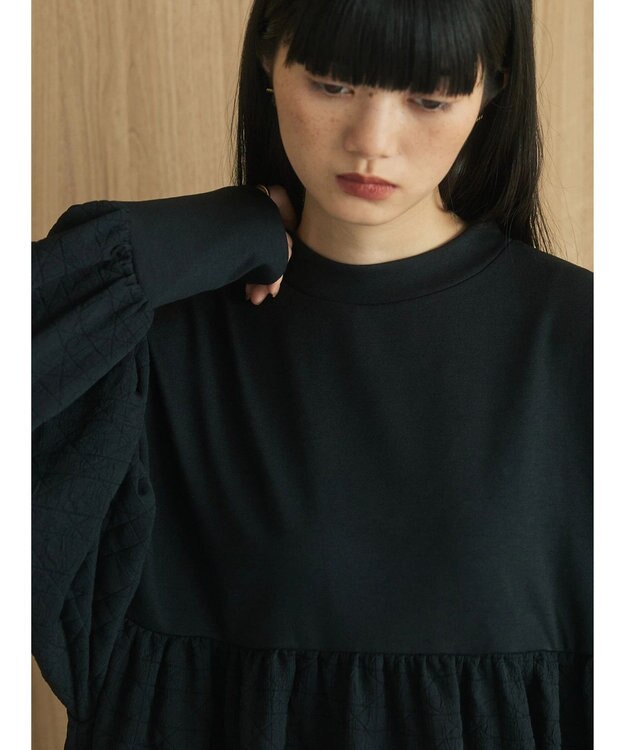 Green Parks armonia．異素材切替ワンピース Black