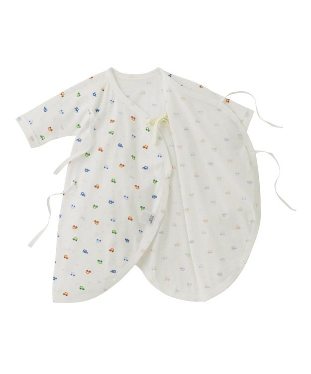 MIKI HOUSE HOT BISCUITS 【50-60cm】 フライス コンビ肌着 プリント柄 ブルー