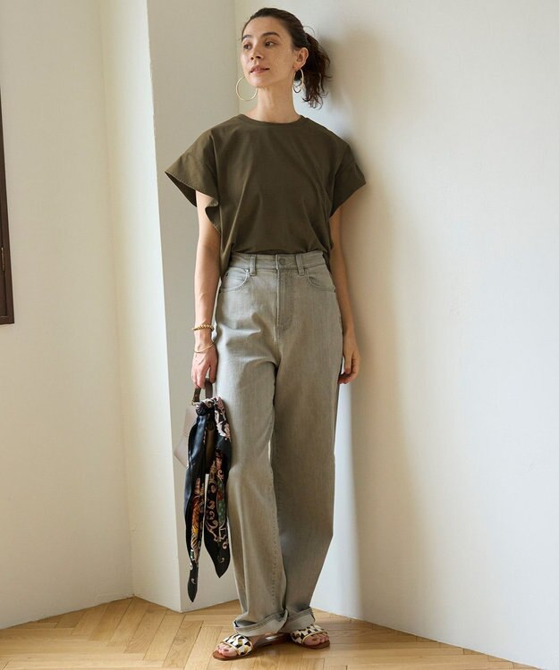 UNFILO フレアスリーブ Tシャツ カーキ