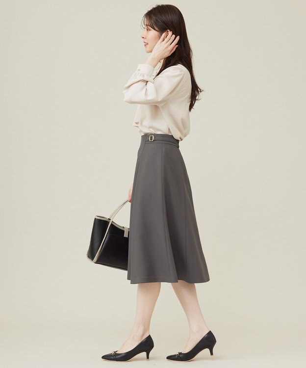 ANY SIS 【洗える】プチベルトフレア スカート チャコール