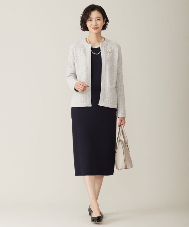 J.PRESS LADIES 【WEB限定カラーあり・洗える】TWEED ニット ジャケット ライトグレー系5