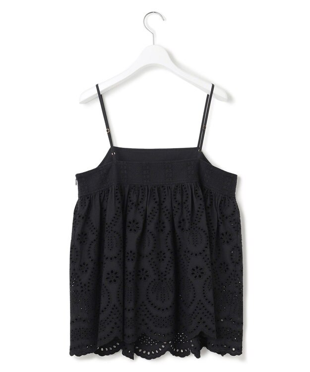 23区 【洗える】コットンエンブロイダリー キャミソール ブラック系