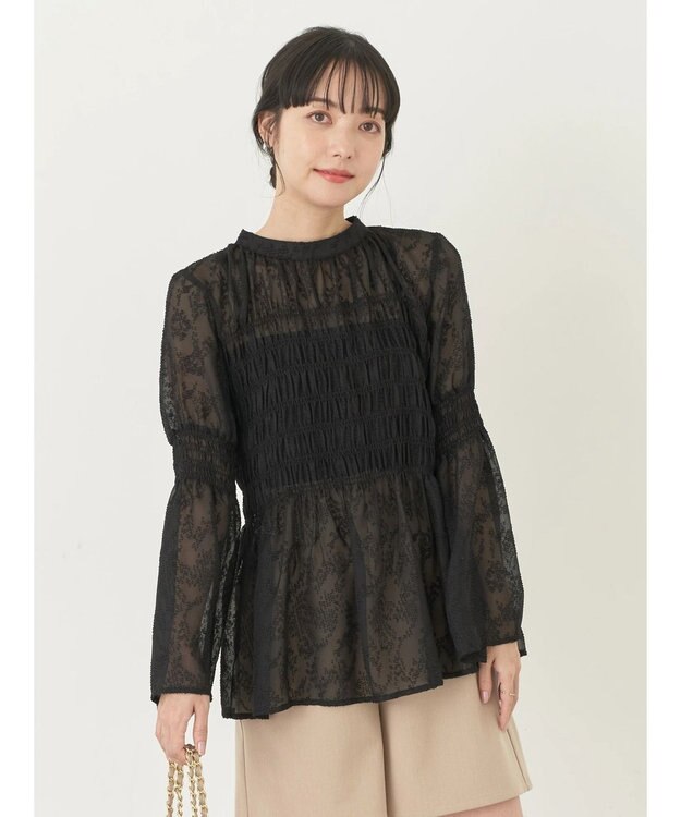 earth music&ecology ジャガードシャーリングプルオーバー Black