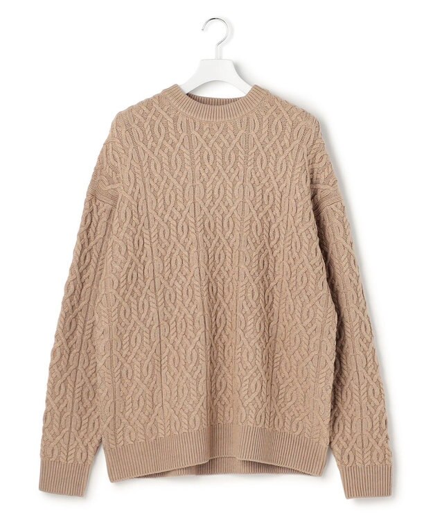 J.PRESS YORK STREET 【UNISEX】アランケーブル クルーネック ニット キャメル系