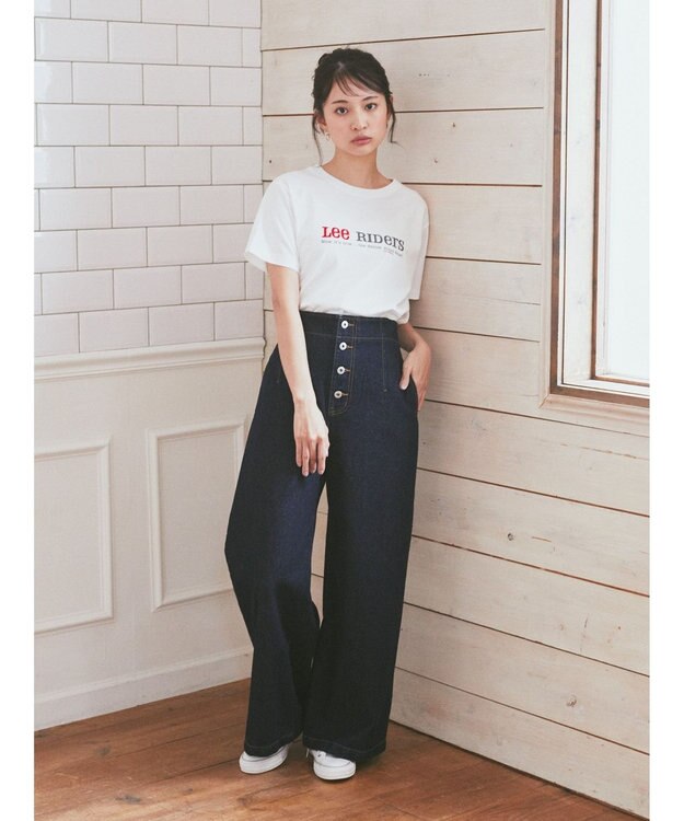 earth music&ecology Ｌｅｅ×ｅ．ｍ．ａ．ｅ　ＬＯＧＯ　Ｈ／Ｓ　ＴＥＥ Off White