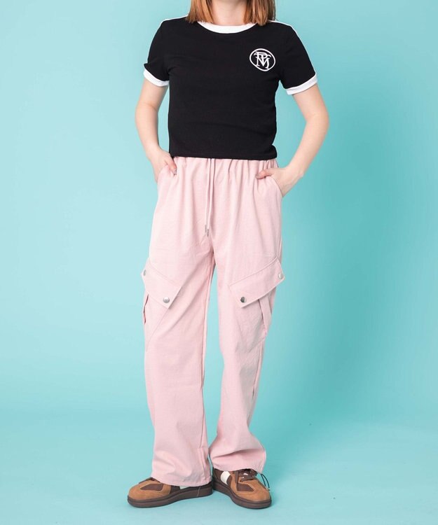 WEGO 【ウエストゴム】ビッグポケットカーゴパンツ ピンク