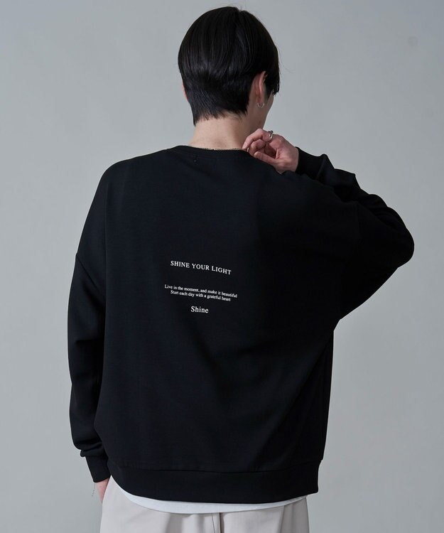 WEGO 【２点セット】アクセ付きフォトグラフィックプルオーバー ブラック