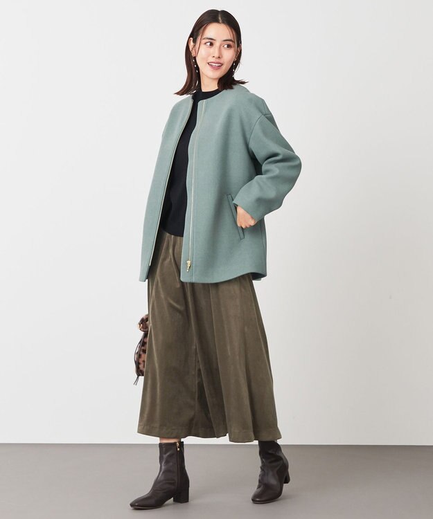 ANY 【洗濯機可】エステルベロア ガウチョパンツ チャコール系