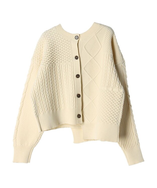 Green Parks ＫＢＦ　２ＷＡＹパッチワークニットカーディガン Off White