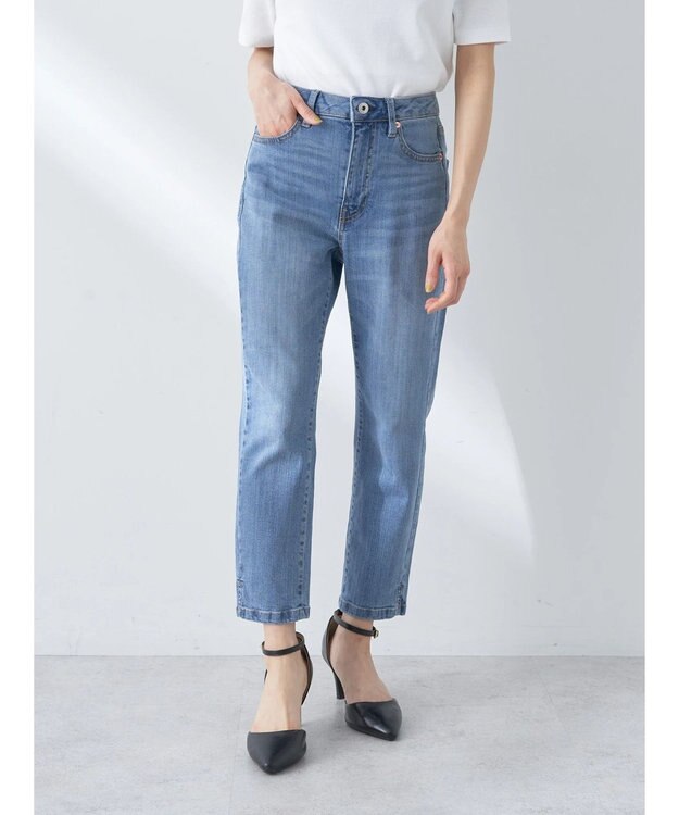 earth music&ecology クロップドデニムパンツ Light Indigo