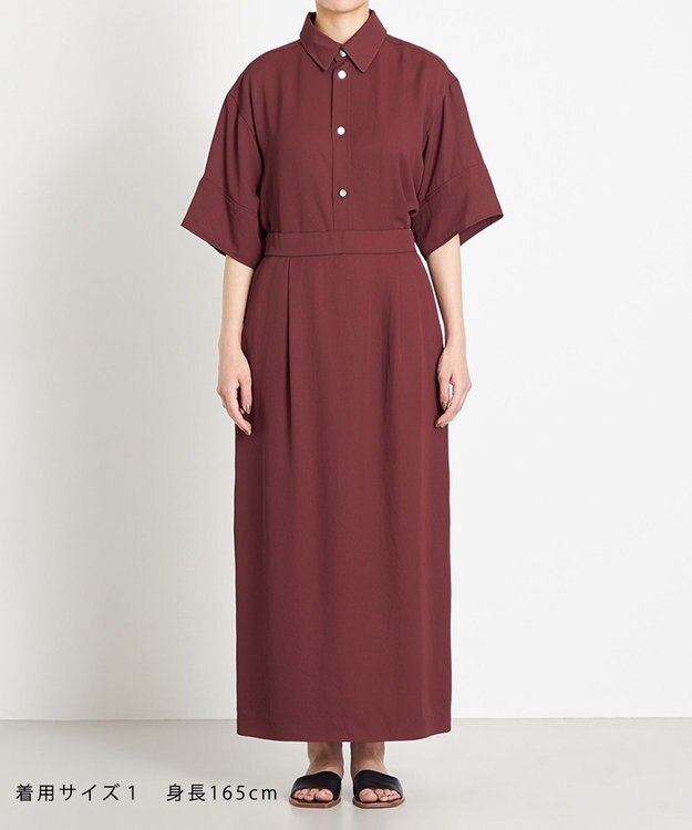 NAVE 【ReNAVE　洗える】アセテートギャバスカート バーガンディ