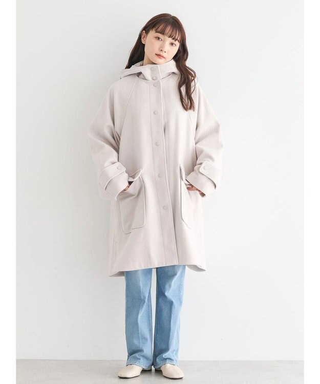 AMERICAN HOLIC 中空ＦＩＢＥＲ２ＷＡＹフード付きコート Light Gray