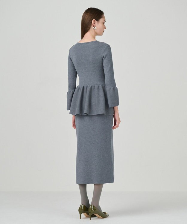 GRACE CONTINENTAL ペプラムニットワンピース グレー