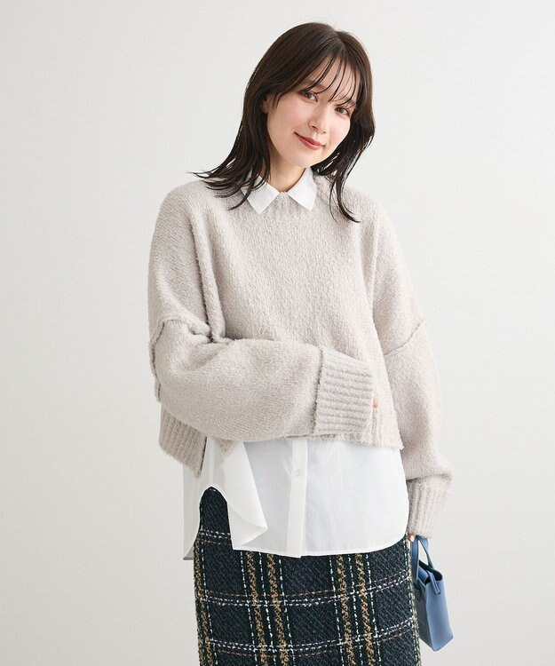 Green Parks ・Ｐｅｔｉｔ　Ｆｌｅｕｒ　ブークレワイドニット Light Gray