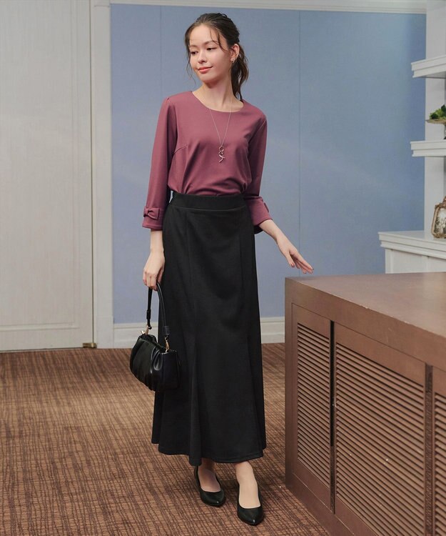 Tiaclasse 【洗える】リボン袖ポンチトップス ダークピンク