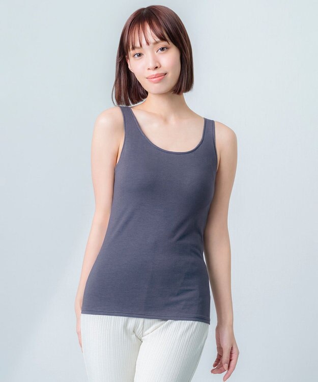 Wing カップ付きタンクトップ 綿混(身生地部) ラク きれいなバストシルエット 【シンクロブラトップ 綿混タイプ】 ブラトップ ET1132 ウイング／ワコール バイオレット