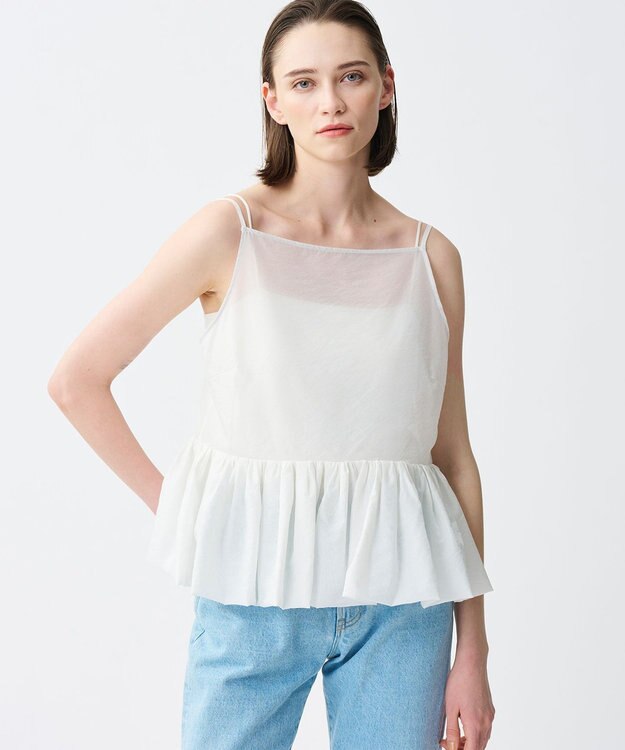 uncrave シアー オーガンジー ペプラム トップス オフ