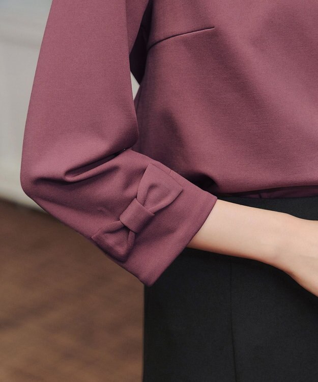 Tiaclasse 【洗える】リボン袖ポンチトップス ダークピンク