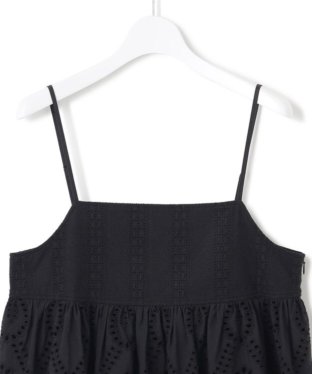 23区 【洗える】コットンエンブロイダリー キャミソール ブラック系