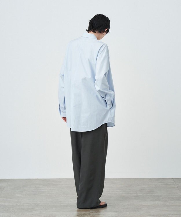 ATON SHRINK BROAD | オーバーサイズシャツ - UNISEX BLUE STRIPE