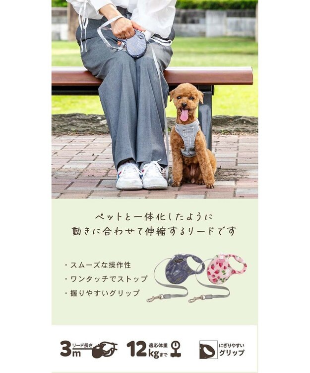PET PARADISE ペットパラダイス 伸縮リード 《いちご柄 / ロゴ柄 》【小型犬】軽量 ロック式 ロゴ柄