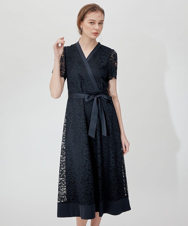 23区 L 【APPLAUDIR】ボタニカルグロッシードレス ネイビー系