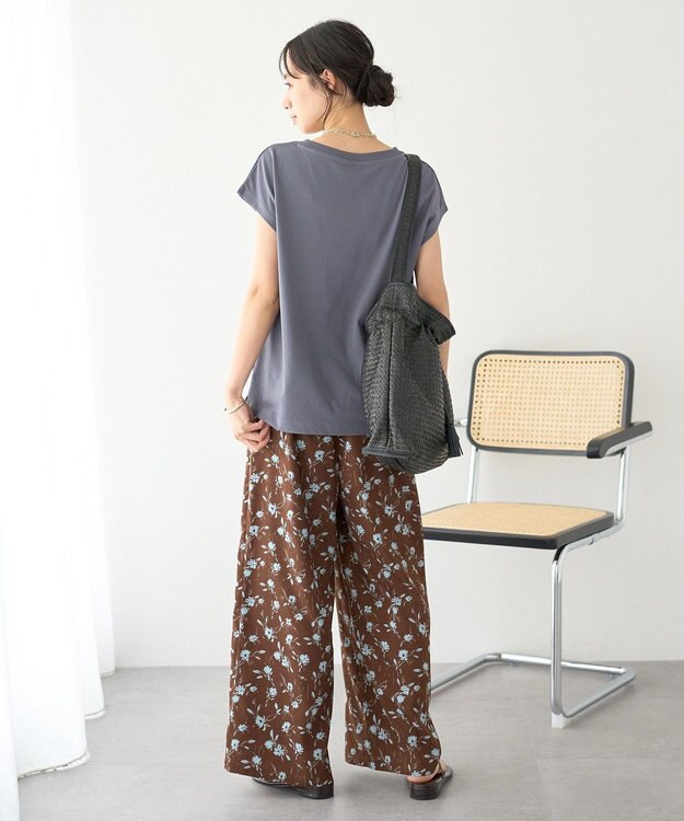 earth music&ecology 【遮熱・接触冷感・UVカット】フレンチスリーブTシャツ Charcoal Gray