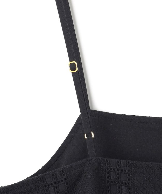 23区 【洗える】コットンエンブロイダリー キャミソール ブラック系