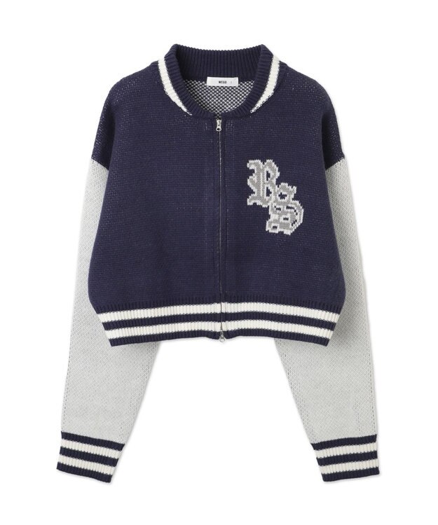 WEGO ニットショートスタジャン ネイビー