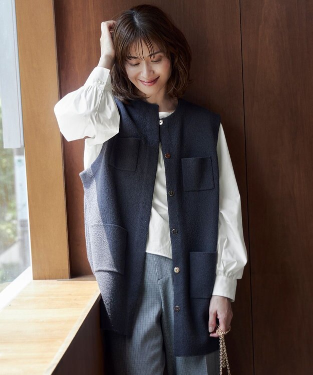 自由区 【洗える】SOMELOSクロップド丈 ブラウス ホワイト