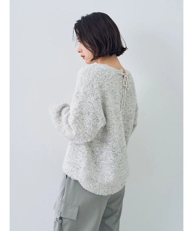 YECCA VECCA レースアップリボンヤーンニット Ivory
