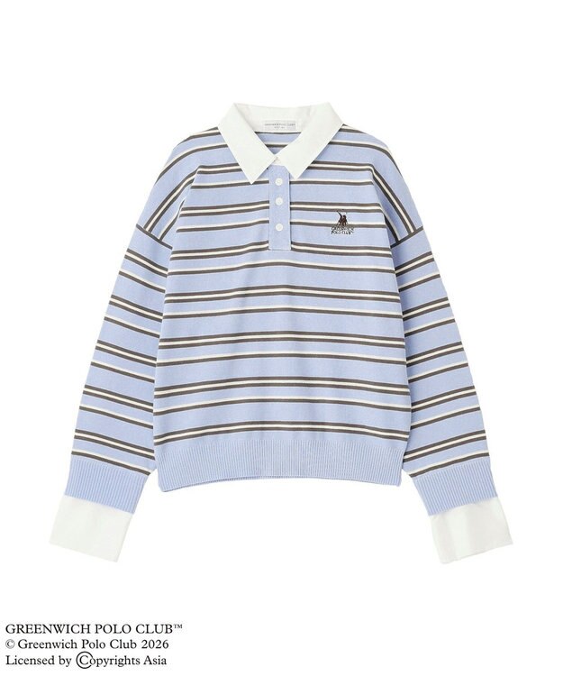 Green Parks GREENWICH POLO CLUB(TM)布帛ドッキングポロニットプルオーバー Sax