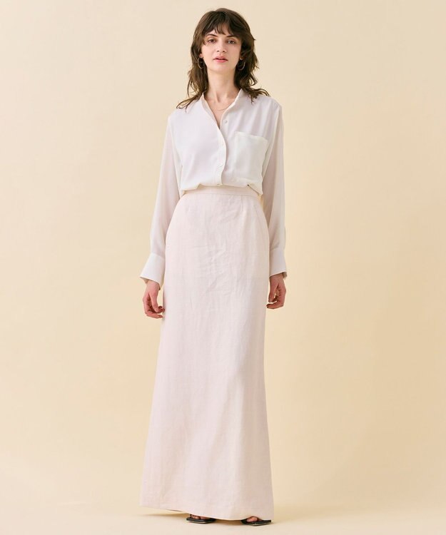 BEIGE， 【WEB限定・洗える】CELOSIA / シアースリーブスタンドカラーブラウス Off White