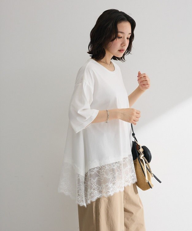 Green Parks 裾イレヘムレースプルオーバー Off White