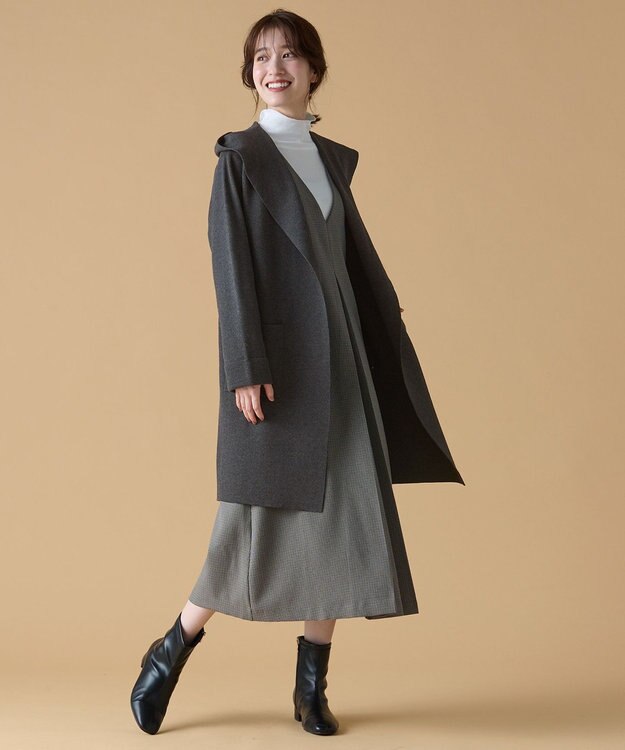 ANY 【洗濯機可】フーディーコーディガン チャコール