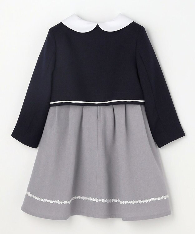 ANY KIDS 【2点セット】ノーカラー ボレロジャケット+襟付き ワンピース グレー