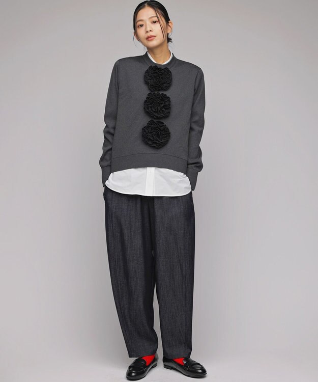 組曲 S 【組曲×setsuko sagittaire】フラワーフリルシャーティング ブラウス ホワイト系