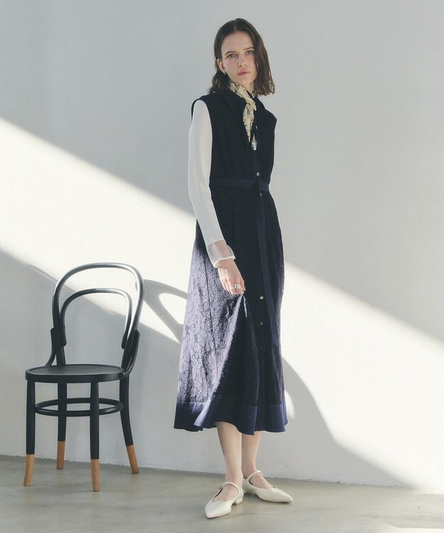 YECCA VECCA レース切替ジレワンピース Navy