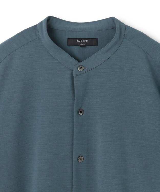 JOSEPH HOMME ウールツイストジャージー　バンドカラーシャツ スモーキーグリーン系