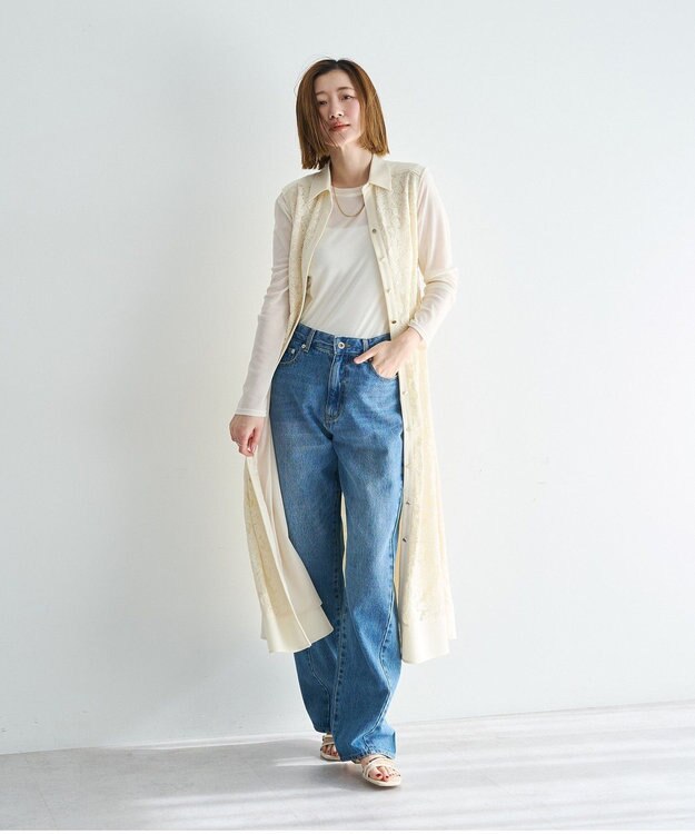 YECCA VECCA レース切替ジレワンピース Ivory